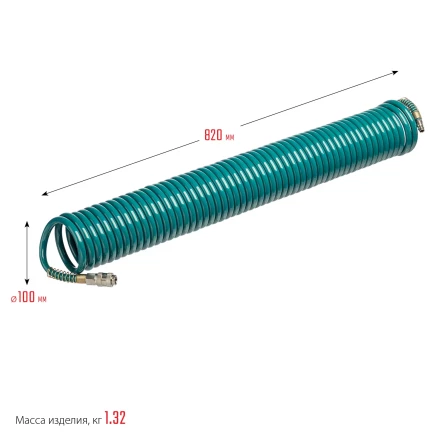 Воздушный спиральный шланг KRAFTOOL с фитингами рапид 8х12 мм 06590-15 купить в Кургане