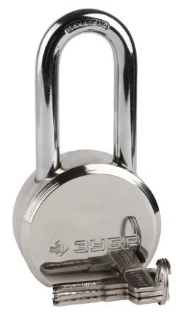 Замок ЗУБР "ЭКСПЕРТ" навесной, стальной корпус, удлиненная закаленная дужка, 65мм 37272-65 купить в Кургане