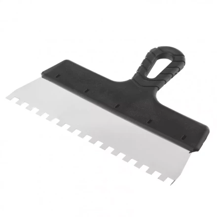 Шпатель из нержавеющей стали 250 мм зуб 8 х 8 мм пластмассовая ручка Россия 85143 купить в Кургане