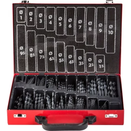 Набор ЗУБР &quot;ТЕХНИК&quot;: Свёрла по металлу парооксидированных, быстрорежущая сталь, в мет. боксе, 1-10мм, шаг-0,5, 370 предм. 4-29605-H370 купить в Кургане