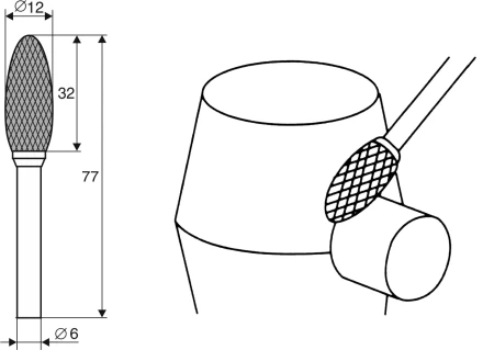Борфреза Факеловидная H 6х12 Энкор 21714 купить в Кургане