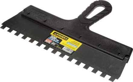 Шпатель STAYER &quot;PROFESSIONAL&quot; нержавеющий зубчатый с пластмассовой ручкой, 300мм, зуб 10х10мм 1009-30-10 купить в Кургане