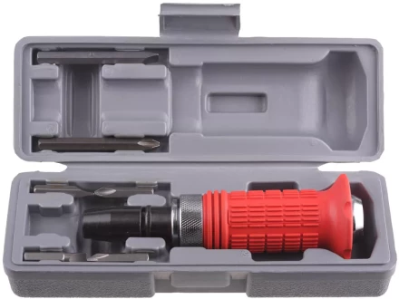 Набор STAYER Отвертка ударно-поворотная, обрезиненная рукоятка, с битами, 6 предметов 2566-H4 купить в Кургане