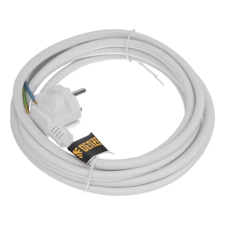 Шнур сетевой Denzel Energy Series, ПВС, 3 м, 3 x 1,5 мм, с неразборной вилкой, белый, 3 м, 37674 купить в Кургане