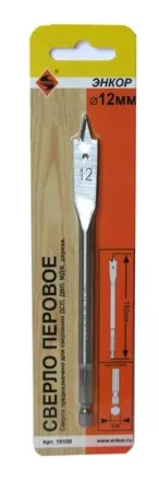 Сверло для дерева 12х152 мм перовое Энкор 19100 купить в Кургане