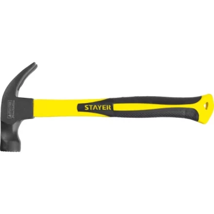Молоток-гвоздодер &quot;Fiberglass-M&quot; с фиберглассовой рукояткой, с магнитом, 450 г, STAYER Professional 2027-450 купить в Кургане