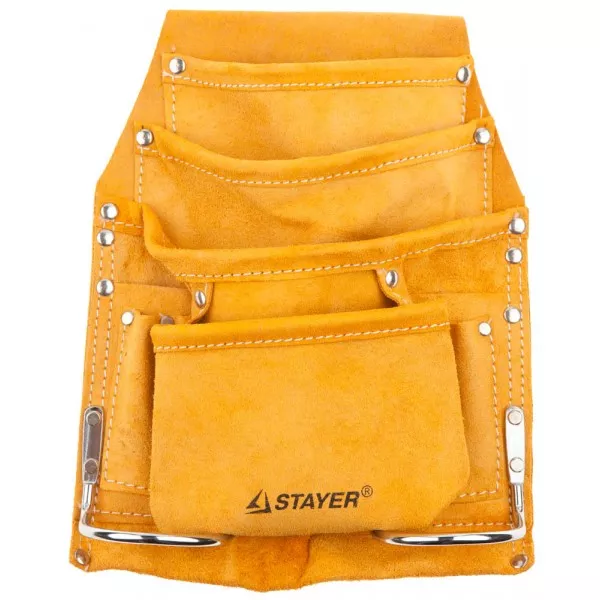 Сумка поясная STAYER "MASTER" для инструментов, кожаная, 8 карманов, 2 скобы 38505 купить в Кургане