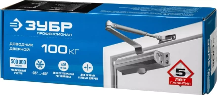 Доводчик дверной ЗУБР "ПРОФЕССИОНАЛ", для дверей массой до 100 кг, цвет белый 37911-100 купить в Кургане