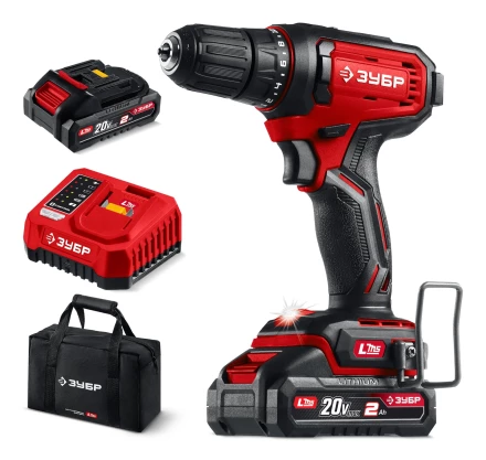 ЗУБР 20 В, 40 Нм, 2 АКБ LMS (2 Ач), дрель-шуруповерт, сумка (ДШ-40-22) купить в Кургане