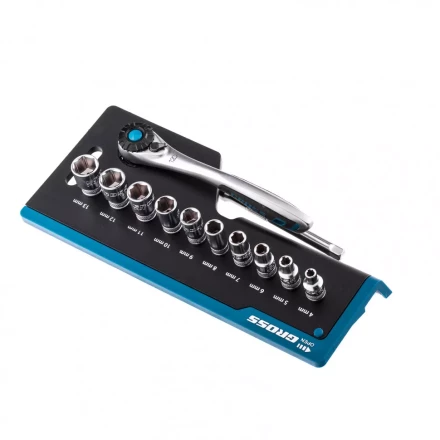 Набор торцевых головок трещотка 120 зубьев 12 предметов 1/4&quot; CrV Gross 14141 купить в Кургане