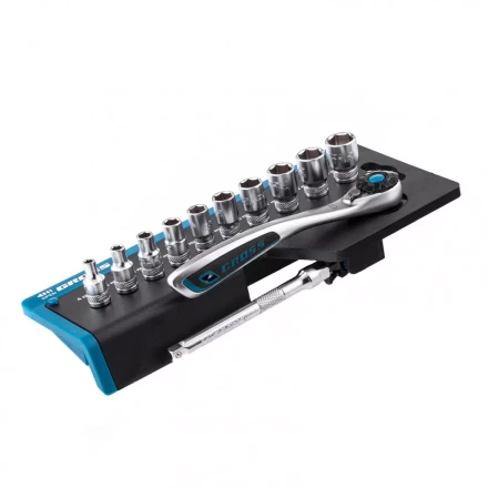 Набор торцевых головок трещотка 120 зубьев 12 предметов 1/4&quot; CrV Gross 14141 купить в Кургане