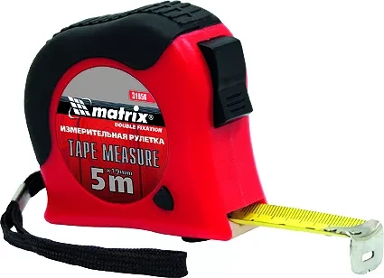 Рулетка Double  fixation 10 м х 25 мм обрезиненный  корпус двойная плавная фиксация  MATRIX 31061 купить в Кургане