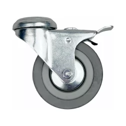 Аппаратное поворотное колесо с тормозом под болт HITCH 50*18 резина серая SChgb25 (SZ084853)