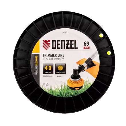 Леска для триммера круглая, 4,0мм х 69м, на DIN катушке FLEX CORD,  Denzel 96283 купить в Кургане