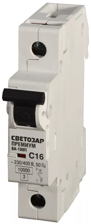 Выключатель автоматический СВЕТОЗАР "ПРЕМИУМ" 1-полюсный, 20 A, "C", откл. сп. 10 кА, 230 / 400 В SV-49031-20-C купить в Кургане
