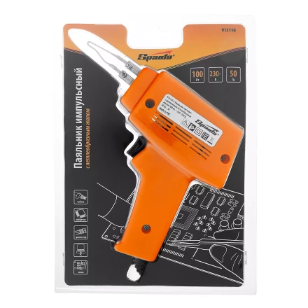 Паяльник импульсный с петлеобразным жалом, 100 Вт, 220 В Sparta 913110 купить в Кургане