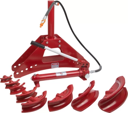 Набор ЗУБР &quot;ЭКСПЕРТ&quot; Трубогиб гидравлический, 10т, ход штока 315мм, 8 насадок, 2 ролика 43077-10 купить в Кургане