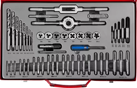 Набор метчиков и плашек ЗУБР &quot;МАСТЕР&quot;, сталь 9ХС, 52 предмета 28130-H52_z01 купить в Кургане