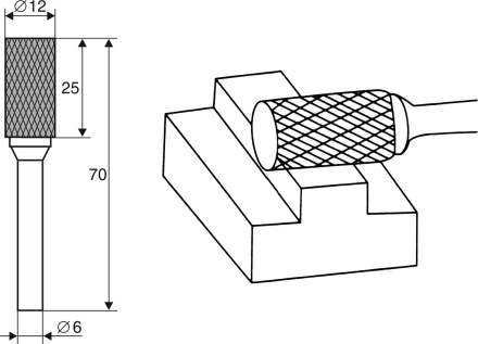 Борфреза Цилиндрическая A 6х12 Энкор 21701 купить в Кургане