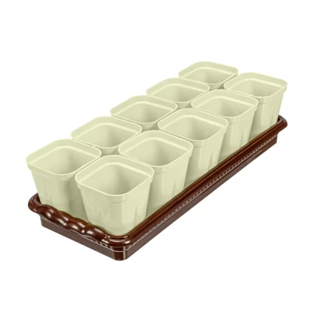 Набор для рассады Palisad 643449, поддон 380х155х40 мм, 10 горшочков по 250 мл с выдвижным дном купить в Кургане