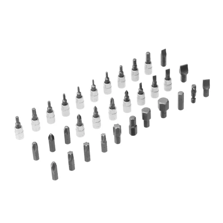 Набор инструментов Denzel, 1/2&quot;, 1/4&quot;, CrV, S2, пластиковый кейс, 82 предмета 15809 купить в Кургане