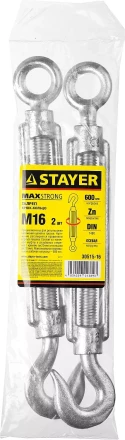 Талреп DIN 1480, крюк-кольцо, оцинкованный, М16, 2 шт, STAYER Master 30515-16 30515-16 купить в Кургане