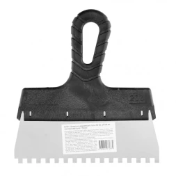 Шпатель из нержавеющей стали 200 мм зуб 6 х 6 мм пластмассовая ручка Россия 85158