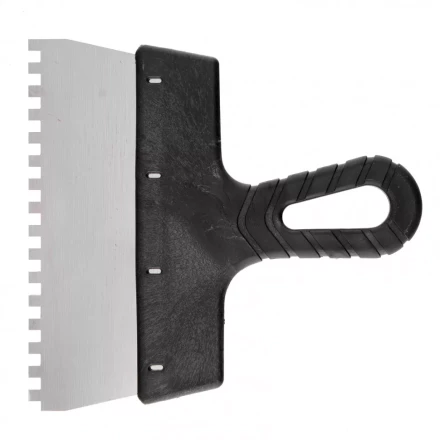 Шпатель из нержавеющей стали 200 мм зуб 6 х 6 мм пластмассовая ручка Россия 85158 купить в Кургане