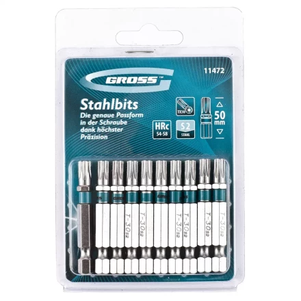 Набор бит TORX 40х50 сталь S2 10 шт GROSS 11473 купить в Кургане