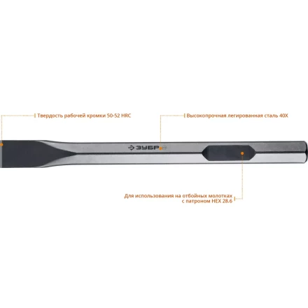 ЗУБР БУРАН, 35 х 400 мм, HEX 28, плоское зубило (29380-35-400) купить в Кургане