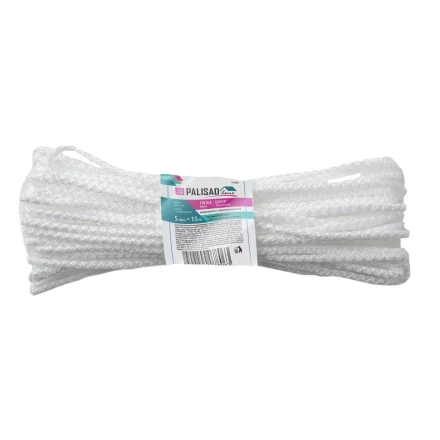 Шнур бельевой полипропиленовый с сердечником, 5 мм, L 15 м, белый, Home Palisad 937085 купить в Кургане