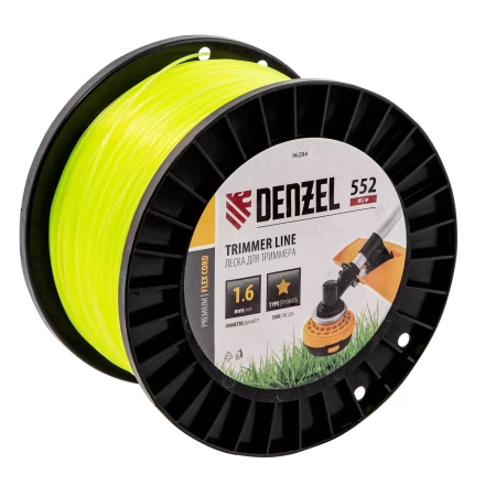 Леска для триммера звезда, 1,6мм х 552м, на DIN катушке FLEX CORD,  Denzel 96284 купить в Кургане