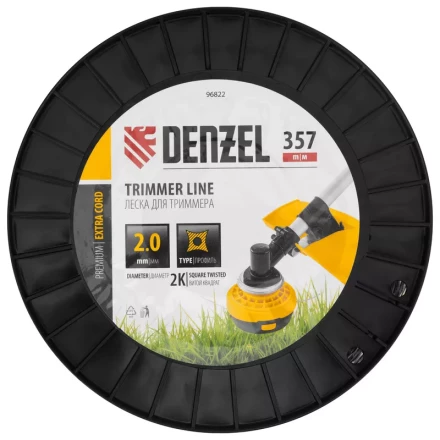 Леска для триммера двухкомпонентная витой квадрат, 2,0мм х 357м, на DIN катушке EXTRA CORD// Denzel 96822 купить в Кургане