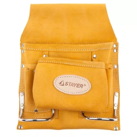 Сумка поясная STAYER PROFESSIONAL для инструментов, кожаная, 8 карманов, 2 скобы 38515 купить в Кургане