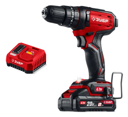 ЗУБР 20 В, 40 Нм, 1 АКБ LMS (2 Ач), ударная дрель-шуруповерт (ДШУ-40-21) купить в Кургане