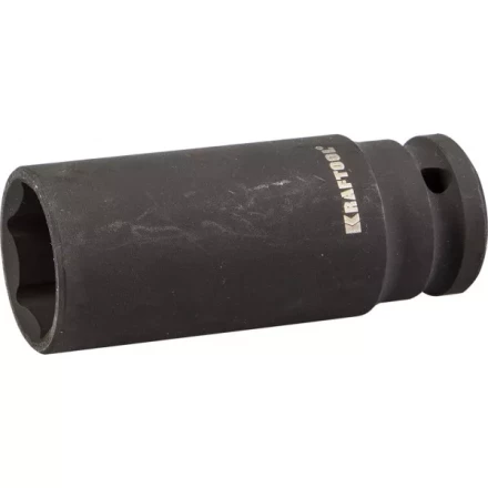 Торцовая головка KRAFTOOL "INDUSTRIE QUALITAT" ударная, удлиненная (1/2"), FLANK, Cr-Mo, фосфатированная, 24 мм 27942-24_z01 купить в Кургане