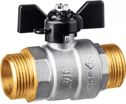 ЗУБР d 3/4, ручка бабочка, папа-папа, полнопроходной шаровой кран (51327-3/4) купить в Кургане