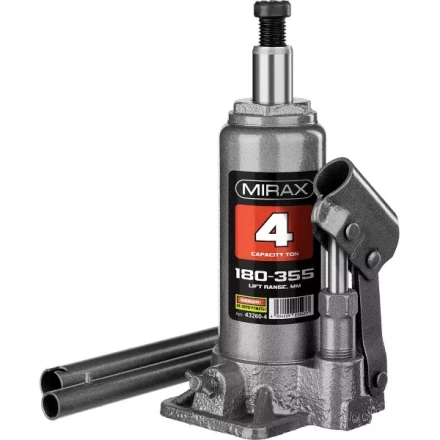 Домкрат гидравлический бутылочный, 4т, 180-355 мм, MIRAX 43260-4 43260-4 купить в Кургане