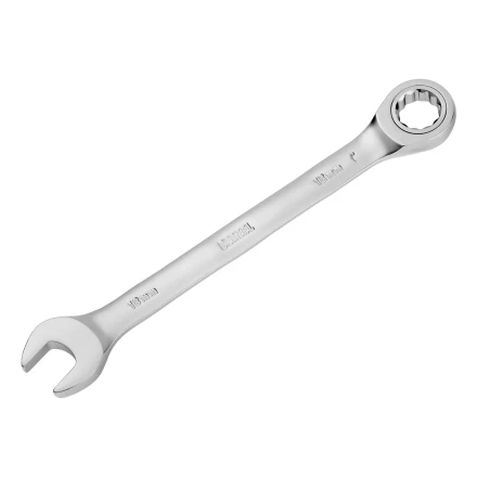 Ключ комбинированный трещоточный, 18 мм, CrV, матовый хром// Denzel 14712 купить в Кургане