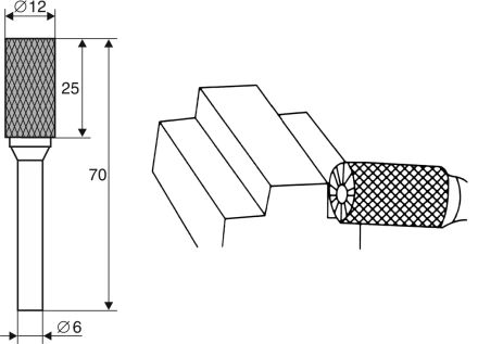 Борфреза Цилиндрическая c режущей кромкой B 6х12 Энкор 21703 купить в Кургане