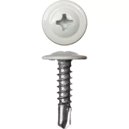 Саморезы ЗУБР с прессшайбой и сверлом по листовому металлу до 2мм, окрашенные в RAL-9003, PH2, 4,2х25мм, 400шт 300211-42-025-9003