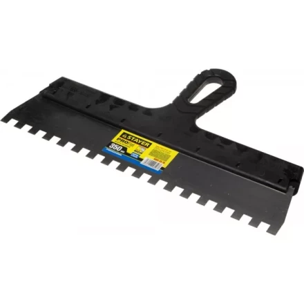 Шпатель STAYER &quot;PROFESSIONAL&quot; нержавеющий зубчатый с пластмассовой ручкой, 350мм, зуб 10х10мм 1009-35-10 купить в Кургане