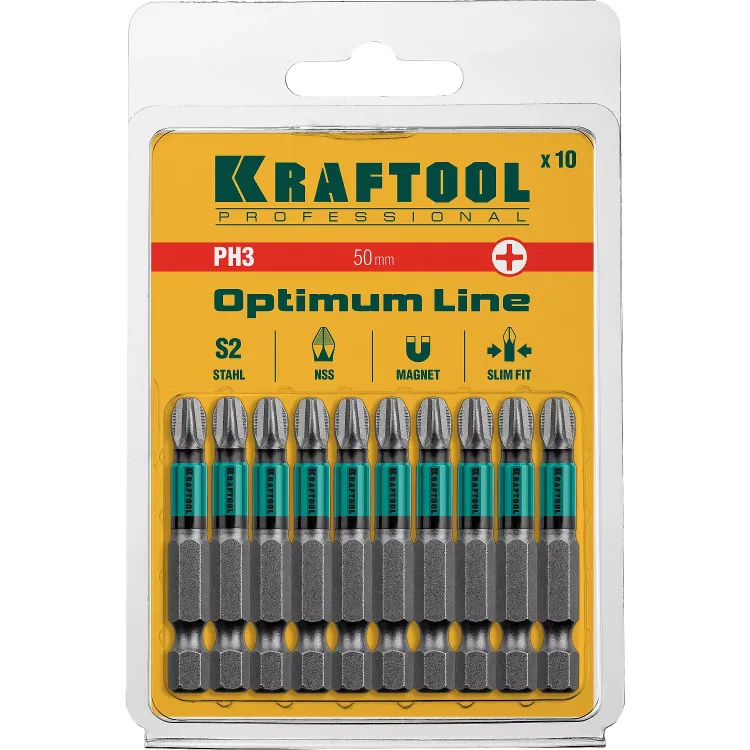 Биты KRAFTOOL OPTIMUM PH 26122-3-50-10 купить в Кургане