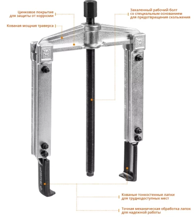 Съемники раздвижные 2-захватные с тонкими захватами серия ПРОФЕССИОНАЛ купить в Кургане