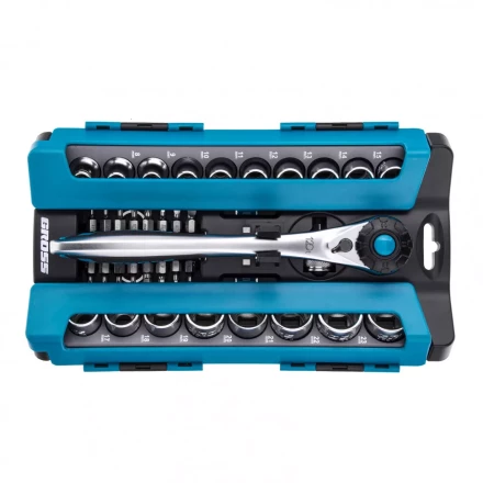 Набор торцевых головок трещотка 120 зубьев 36 предметов 1/2&quot; CrV Gross 14144 купить в Кургане