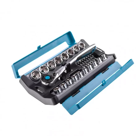 Набор торцевых головок трещотка 120 зубьев 36 предметов 1/2&quot; CrV Gross 14144 купить в Кургане