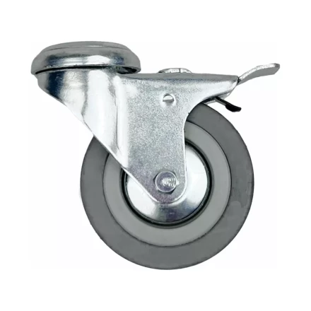 Аппаратное поворотное колесо с тормозом под болт HITCH 120*26 резина серая SChgb55 (SZ084856) купить в Кургане