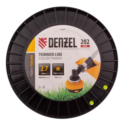 Леска для триммера звезда, 2,7мм х 202м, на DIN катушке FLEX CORD// Denzel 96287 купить в Кургане