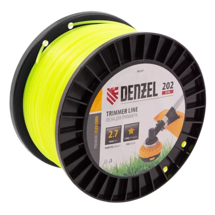 Леска для триммера звезда, 2,7мм х 202м, на DIN катушке FLEX CORD// Denzel 96287 купить в Кургане