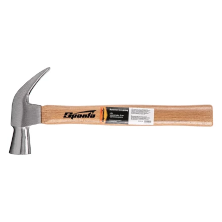 Молоток-гвоздодер, 650 г Sparta, боек 32 мм, деревянная рукоятка, 104235 купить в Кургане